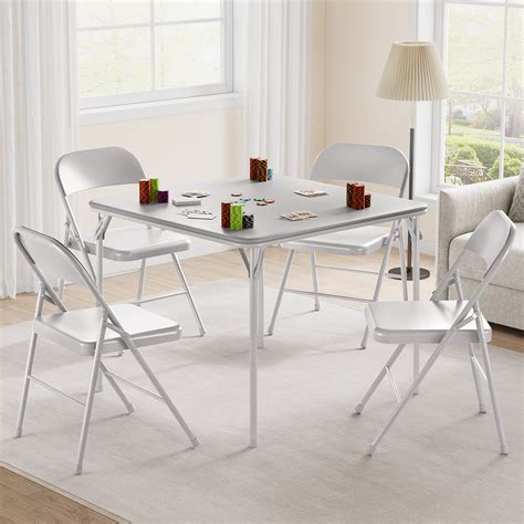 EastVita 33.6-inch Portable Folding Square Card Table,Metal Folding ...