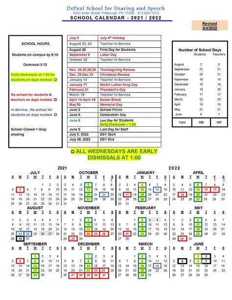 School Calendar - DePaul School for Hearing and Speech