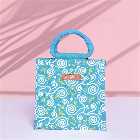 All Over Print Zipper Jute Lunch Bag