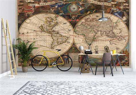 Large World Map Mural 的图像结果