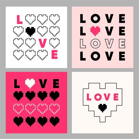 Minimalist love covers posters backgrounds templates set vector ...