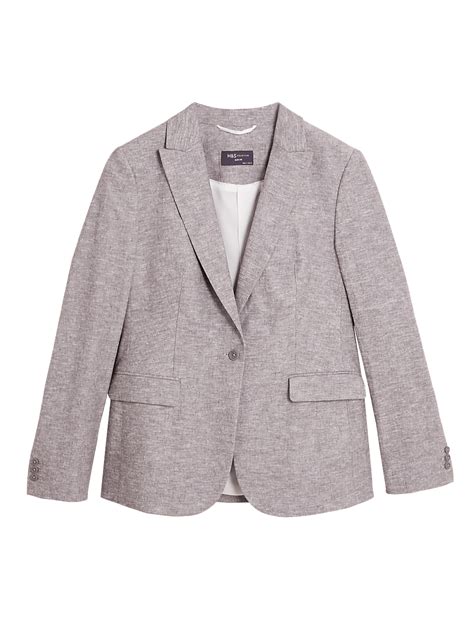 Buy Linen Blend Single Breasted Blazer at Marks & Spencer