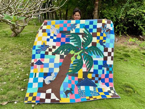 ピースワークとヤシの木 (約150×150cm G603) | Caohagan Island Official Store