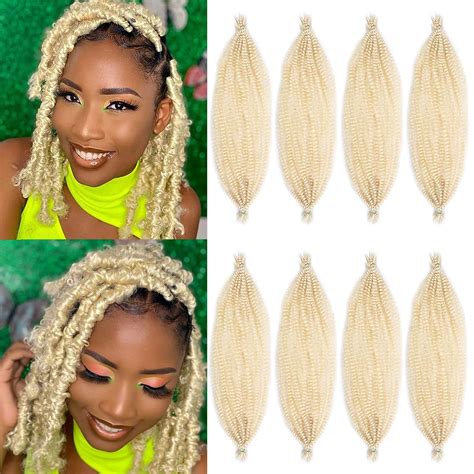 Buy 8 Packs Blond Springy Afro Twist Hair 16 Inch Pre-Separated Spring ...