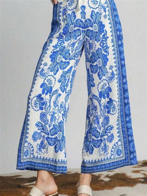 Womens Casual Boho Chic Floral Print Border Pattern Maxi Dress Blue ...