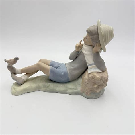 Vtg Lladro Spain Porcelain Sheppard Boy With Bird on Foot 4730 Figurine ...