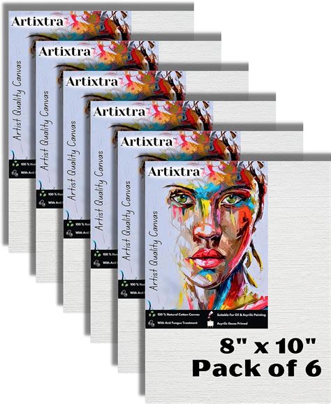 Artixtra Medium Grain Cotton Canvas Board for Painting, 7OZ Primed, 8 x ...
