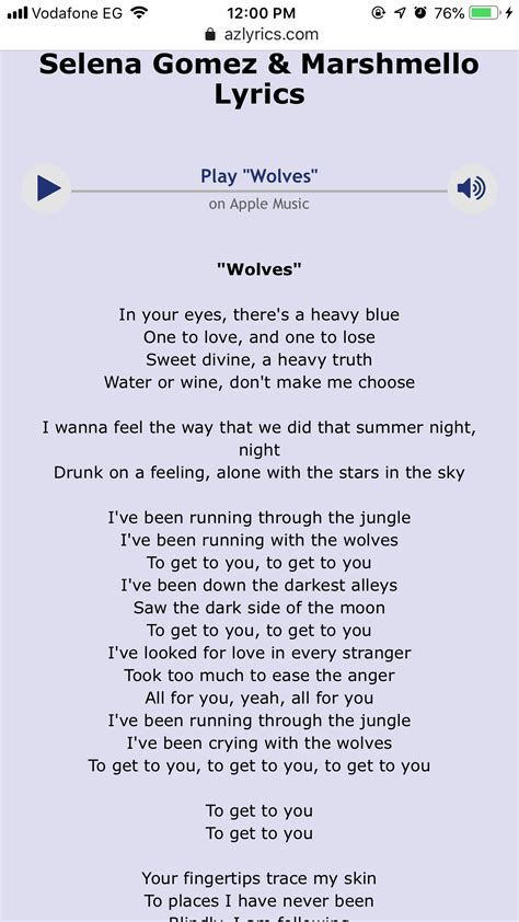 Image result for Wolves Lyrics