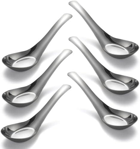 Soup Spoons Stainless Steel Dinner Spoons Set of 12 Chinese Soup Spoon ...