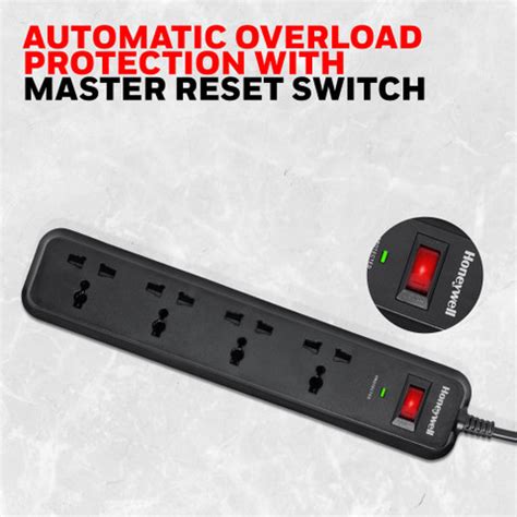 Honeywell Surge Protector, with Universal Sockets, 2 Meter Cord, 15 ...