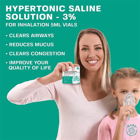 Base Labs 3% Hypertonic Saline Solution for Nebulizer Machine - 25 Vials, 5ml Unit Dose l Kids ...