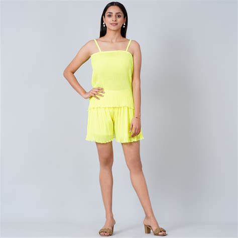 Neon Green Camisole and Pleated Shorts Set – First Resort by Ramola ...