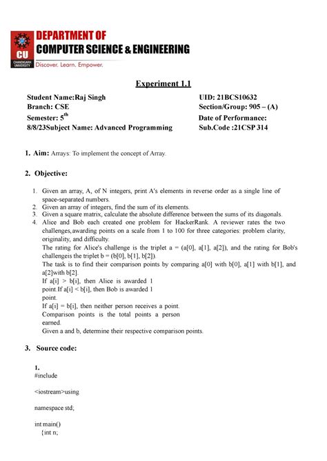 1.1 AP RAJ Singh - worksheet - COMPUTER SCIENCE & ENGINEERING ...