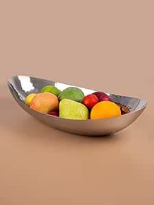 Buy Ellementry Silver Hammered Metal Platter Online at Low Prices in ...