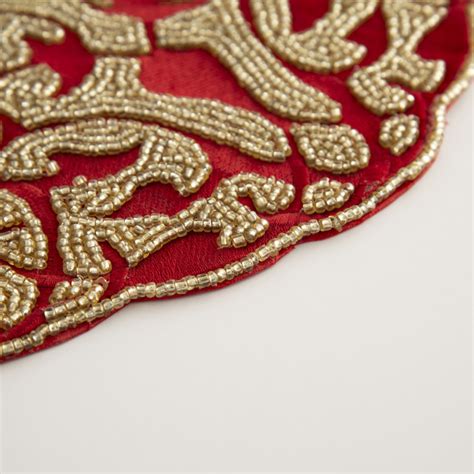 Buy Cinder Treasure Textured Placemat - PU - Beaded Placemat - 38 cm L ...