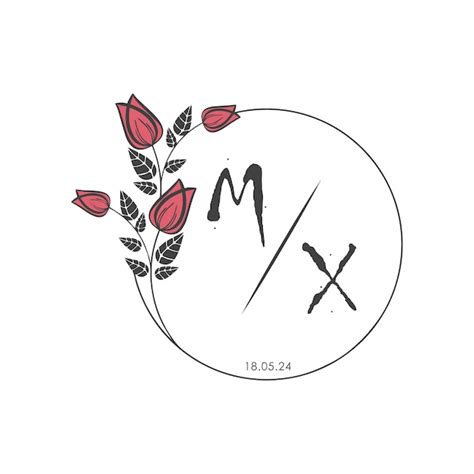 MX monograma inicial algumas rosas círculo de casamento com design ...