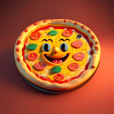 Happy pizza emoji logo character in 3d generative ai | Premium AI ...