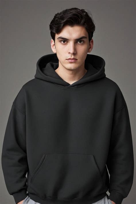 Men's Oversized Black Hoodie - Premium Fleece Pullover for Everyday We ...