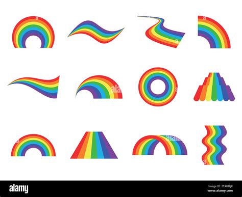 Set of vector rainbows icons isolated on white background. Different ...