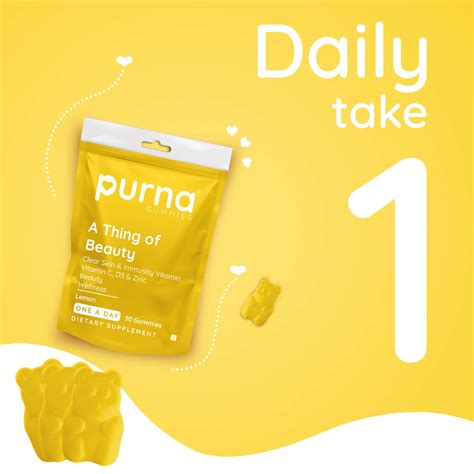 Buy PURNA GUMMIES BRIGHT SKIN LEMON VITAMIN C & ZINC VEGETARIAN GUMMIES ...