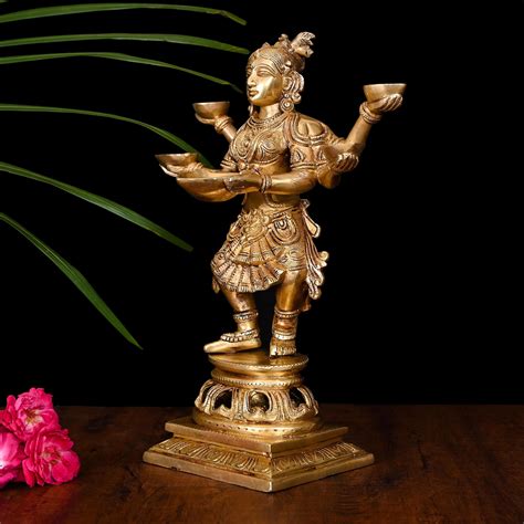Brass Dancing Deep lakshmi With Five Arms (13.5 Inch) – Vedansh Craft