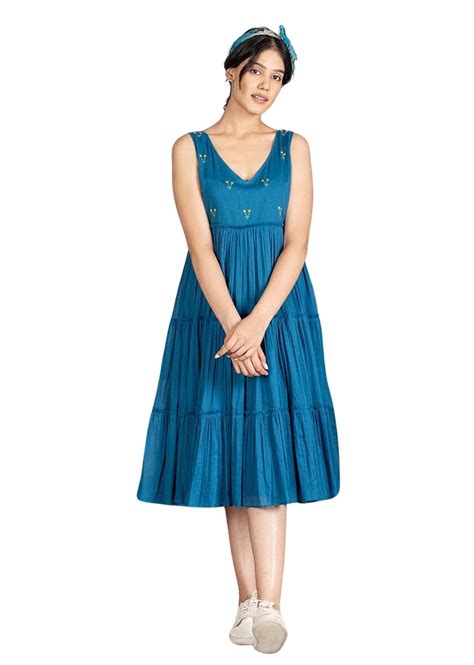 Buy Pimu Midi Dress with Embroidered for Women | A-line Knee-Long Dress ...