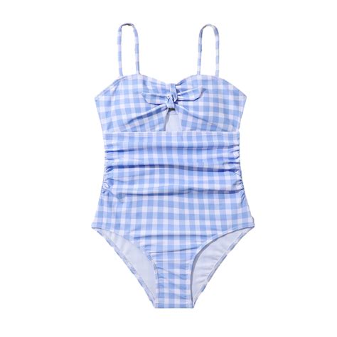 Fancifize Girl Plaid Swimsuit One Piece Strap Bikini Bathing Suit ...