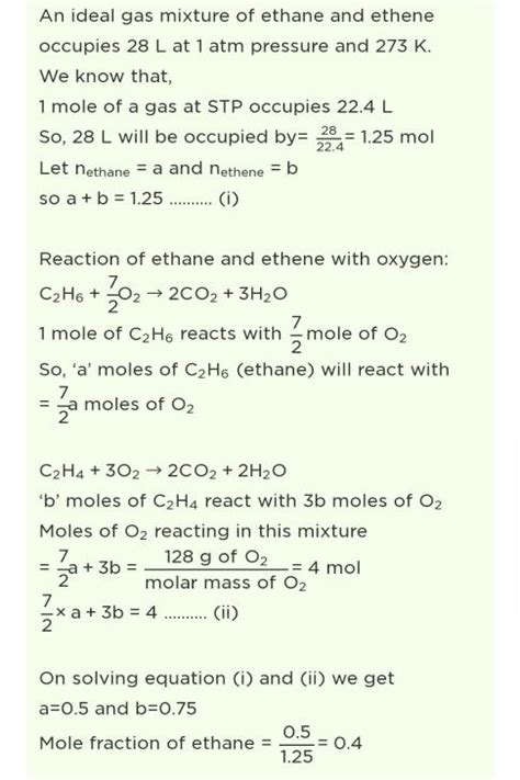 () 4.2x 10 (d) 9.7x 10 an ideal gaseous mixture of ethane (c,h,) and ...