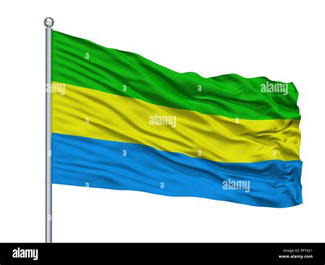 Bandung City Flag On Flagpole, Indonesia, Isolated On White Background Stock Photo - Alamy