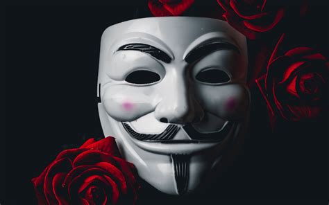 Download wallpaper 3840x2400 mask, anonymous, roses, flowers, dark 4k ...