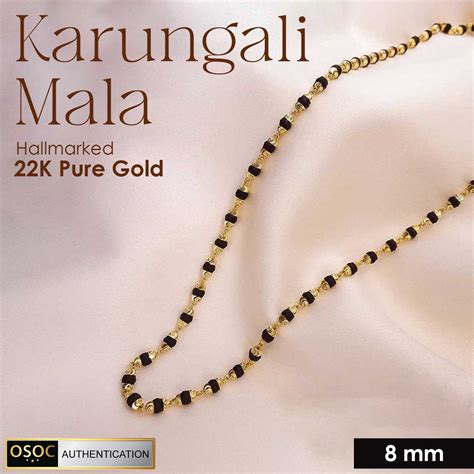 Govt. Lab Certified Original Ebony wood 22K Gold Caps Karungali Mala ...