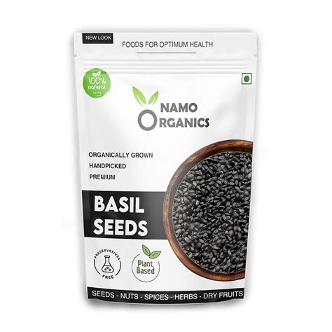 Namo Organics - Basil Seeds 500 Gm - Premium Raw Sabja Seed | Protein ...