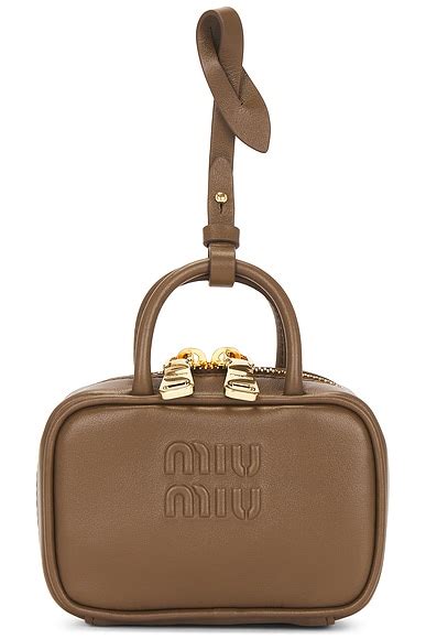 Miu Miu Softy Contenitori Bag Charm in Tundra | FWRD