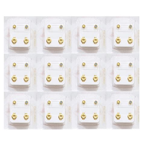 2MM Rainbow Crystal Bezel 24K Pure Gold Plated Piercing Ear Stud (12 P ...