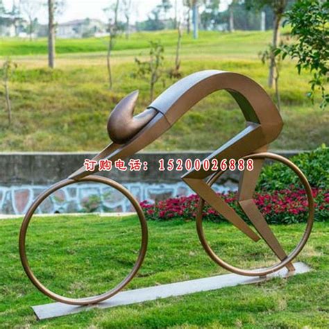 骑车人物雕塑 不锈钢抽象运动人物雕塑-宏通雕塑