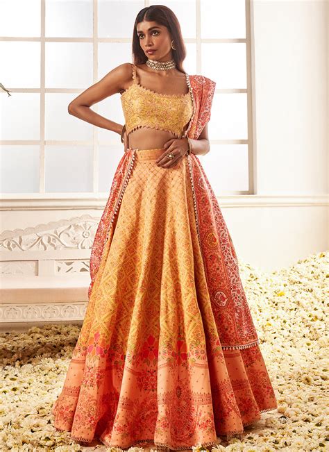 Yellow Multicolor Floral Printed Lehenga – Lashkaraa India