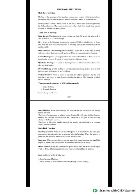 Dbms - 5th Unit Lecture Notes on Hash Based Indexing Techniques - Studocu
