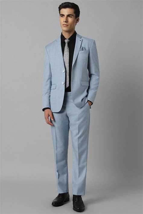 Buy Men Blue Slim Fit Textured Formal Two Piece Suit Online - 952163 ...