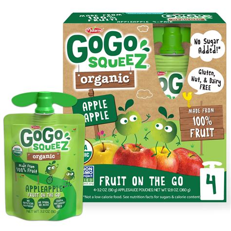 Buy Gogo Squeeze Organic Applesauce Apple, 3.2 Oz, 4 Count Online in ...