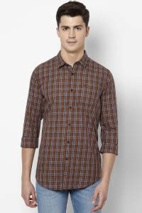 Allen Solly Men Checkered Casual Brown Shirt - Buy Allen Solly Men ...