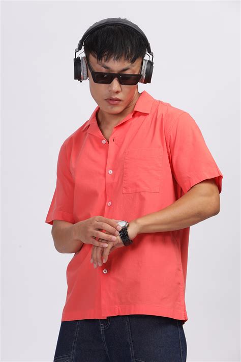 Buy Uri Peach Solid Cuban Collar Shirt for Men Online – Kashyap Global ...