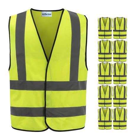 uniformer Reflective Safety Jacket (Pack of 10) High Visibility Yellow ...