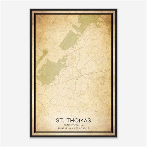 Vintage St. Thomas Pennsylvania Map Poster, Modern Home Decor Wall Art ...