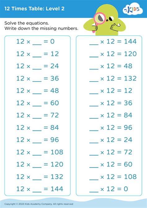 Image result for 12 Times Table Printable Worksheet