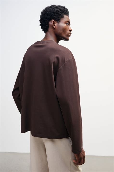 Men’s Dark brown Loose-Fit Long-Sleeved Jersey Shirt | H&M CA