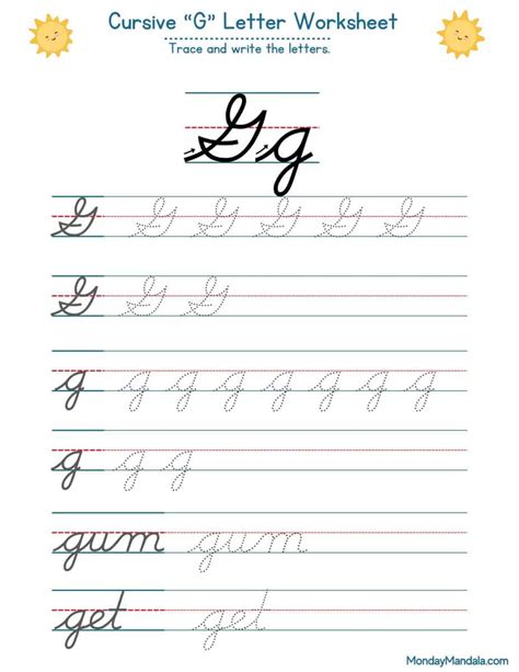 10 Cursive G Worksheets (Free Letter Writing Printables)