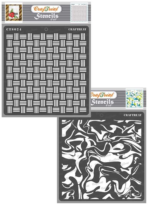 CrafTreat Marble Stencils for Painting on Canvas - Basket Weave and ...