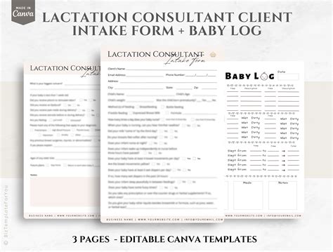 Editable Lactation Consultant Client Intake Form Template
