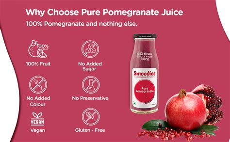 Smoodies Pure Pomegranate Juice | No Sugar | No Preservatives | No ...