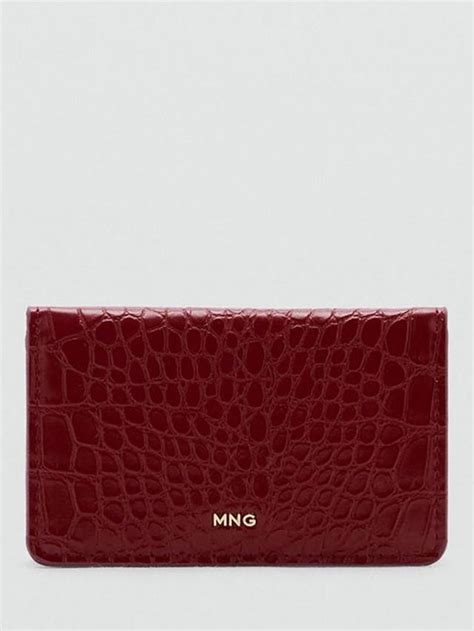 Mango Leonor Croc Effect Wallet, Red